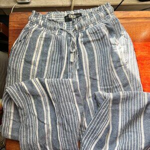 ReWash Blue and White Striped Lightweight Beach/Surf Lowrise Pants SMALL